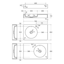 Encanto 700mm Wall Mounted Basin with Overflow